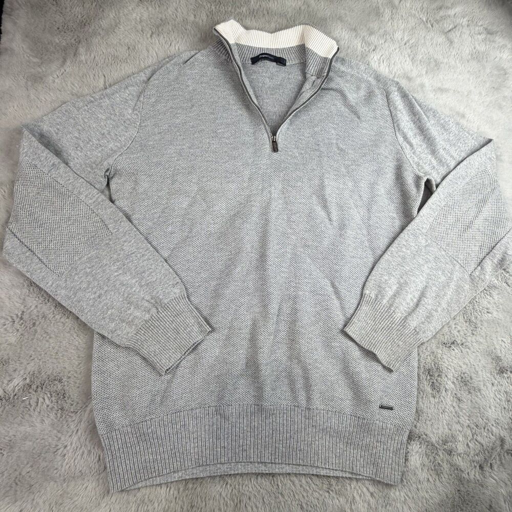 Zegna Sport Men's XL 1/4 Zip Gray Long Sleeve Pullover Sweater Italy